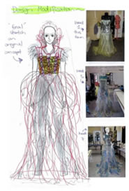 Image from Kay's workbook of her final designs and construction photos