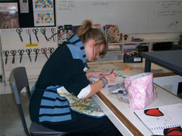 Student working on her project