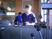 Student working on a lathe
