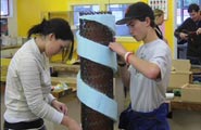 Students building a lantern