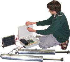 Chris with the components of his automatic gate opener