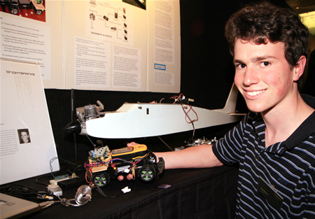 Paul at Bright Sparks with his autopiloted plane
