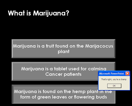Screenshot from the 'What is Marijuana?' page of the slideshow