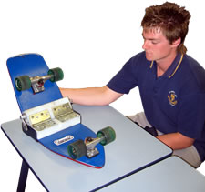 Karl with his folding skateboard