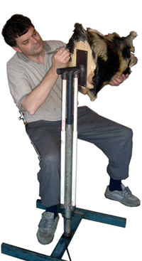 Blair's client using the adjustable stand
