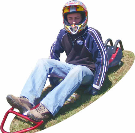 Ethan with his luge