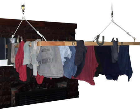 Samatha's rack in use before the fireplace