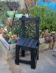 A chair made from recycled material