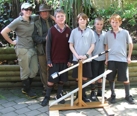 Hamilton Zoo Keeper Cheridan Mathers with zoo volunteer and retired engineer Dave Croucher who helped the four Year 7 students through their project.