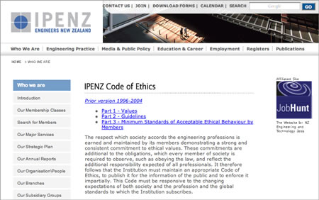 The IPENZ Codes of Ethics website