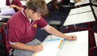 A student working on his design