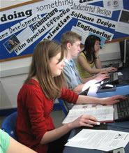 Students working on computers