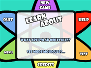 Screenshot from the menu of Katie's Polar Molecules minigame