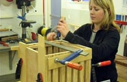 Student building a lantern