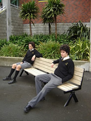 Students sitting on finished seat
