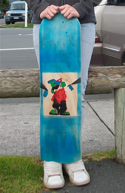 A student's finished skateboard