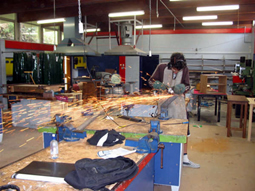 Student working in the workshop