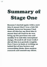 Summary of Stage One