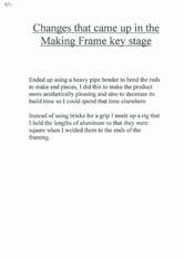 Changes that came up in the 'Making frame key' stage