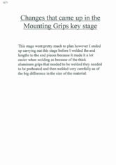 Changes that came up in the 'Mounting Grip' stage