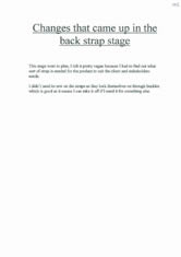 Changes that came up in the 'Backstrap' stage