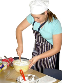 Madeline working on her recipes