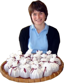Sian with her packaged Jubilee Cakes